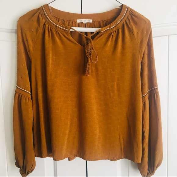 Copper Key Tops - Copper Key Mustard Peasant Blouse medium